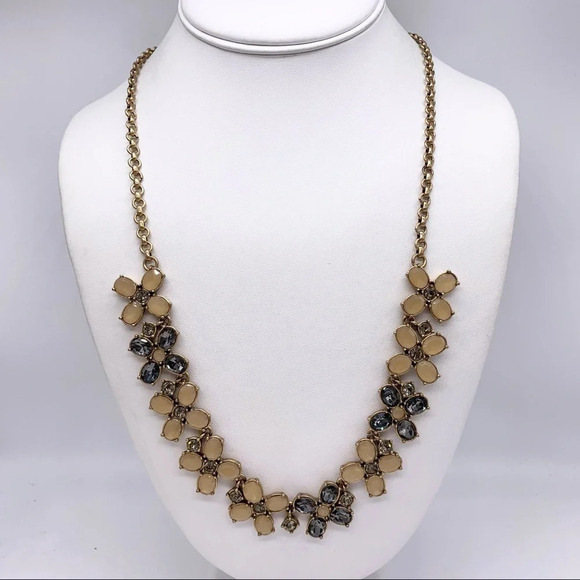 J. Crew Gray and Tan/Peach Jeweled Necklace - Picture 1 of 4